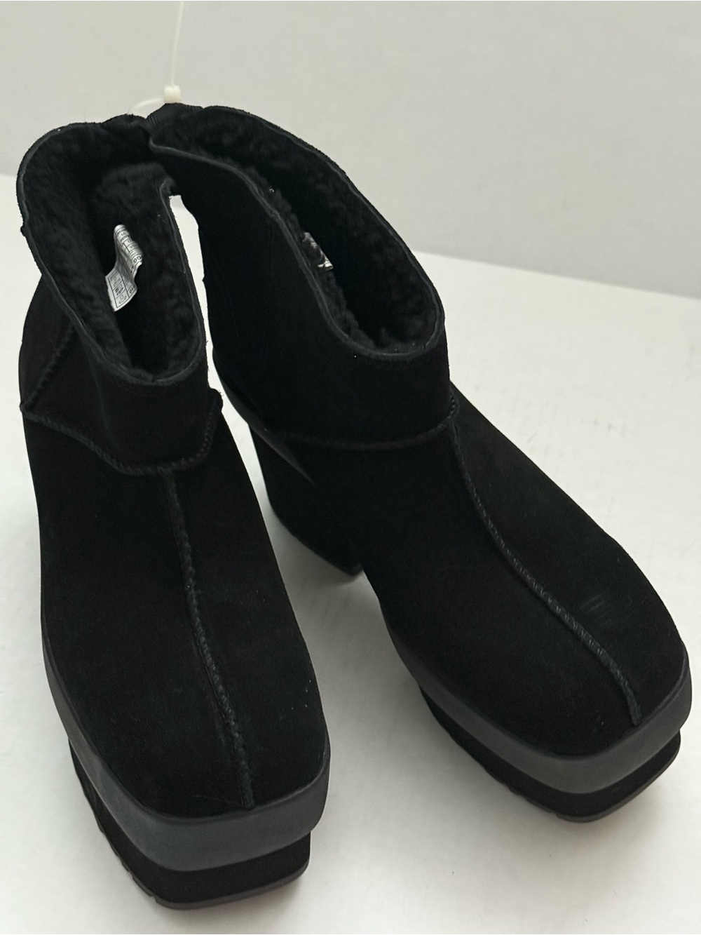 UGG Black Platform Shearling Ankle Boots Size 10 - Picture 8 of 13